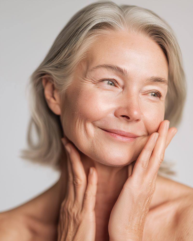 Older Women looking off to the side smiling