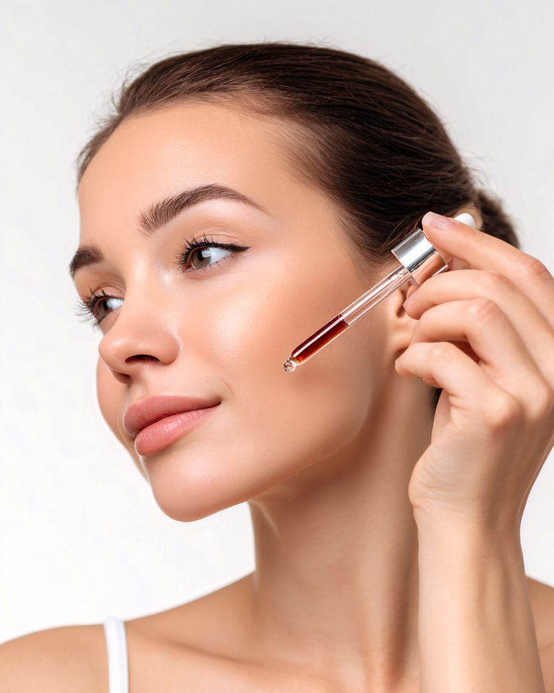 Women applying serum to skin