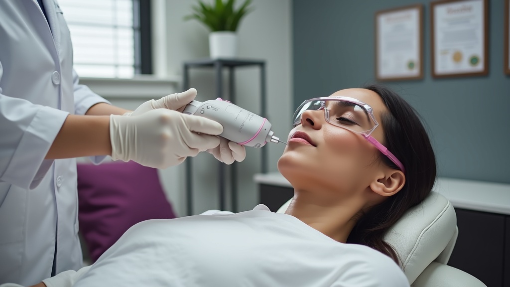 DermaV vascular laser treatment for facial redness in The Woodlands dermatology office