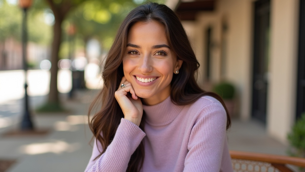 Professional woman with expressive confidence at Market Street The Woodlands