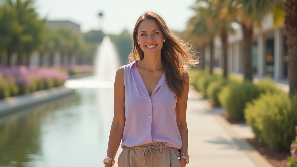 Professional woman showing natural facial volume and contour from dermal filler treatment in The Woodlands