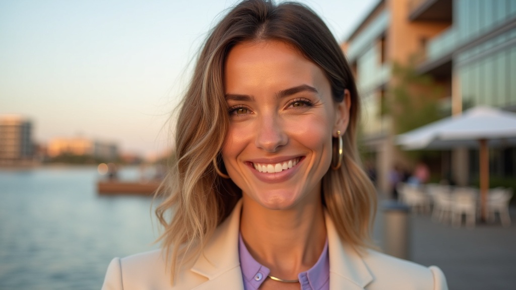 Woman with smooth under-eye area and natural filler results at Hughes Landing in The Woodlands