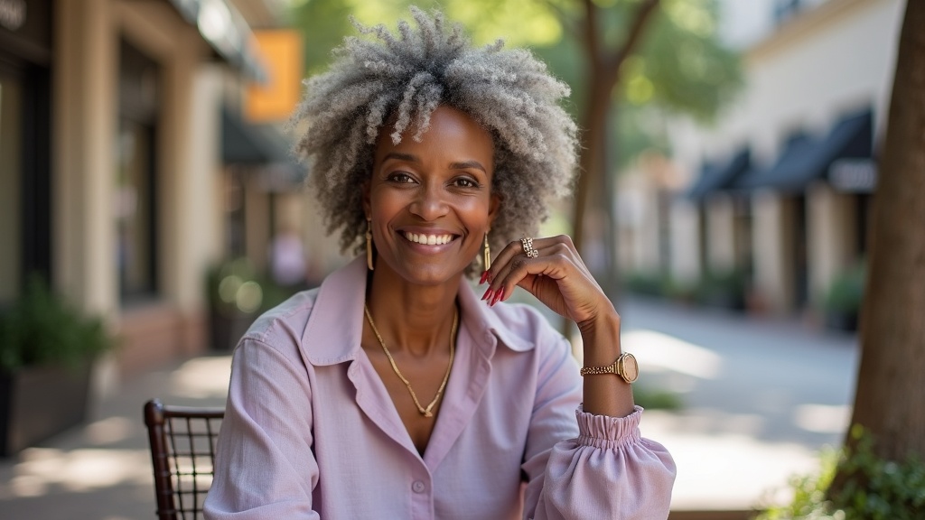 Woman at an outdoor cafe