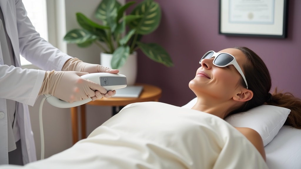 Laser treatment session in a modern dermatology office in The Woodlands