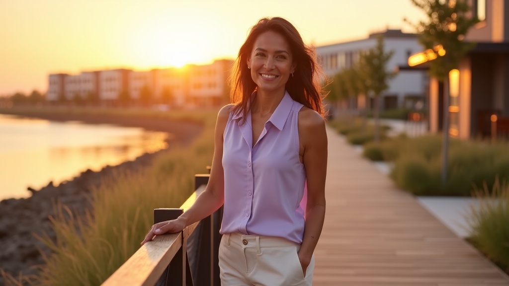 Patient at RÃªve Dermatology in The Woodlands after a stretch mark treatment consultation