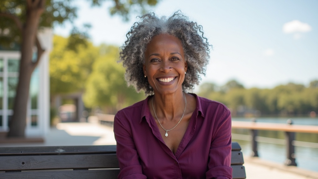 Woman enjoying Hughes Landing after successful cosmetic mole removal by The Woodlands dermatologist