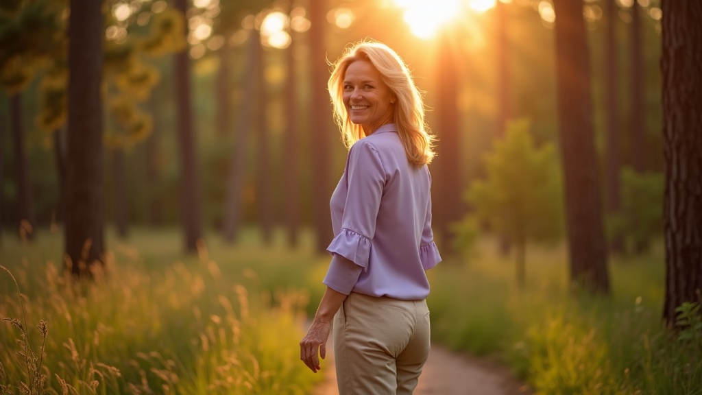 Active woman on Rob Fleming Park trail after cosmetic mole removal The Woodlands